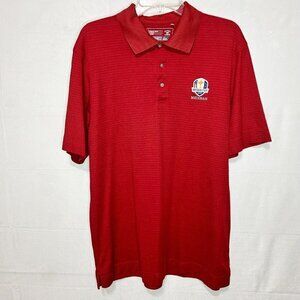 Cutter & Buck Mens Polo Shirt Size L Red Short Sleeve Ryder Cup 2012 Medinah